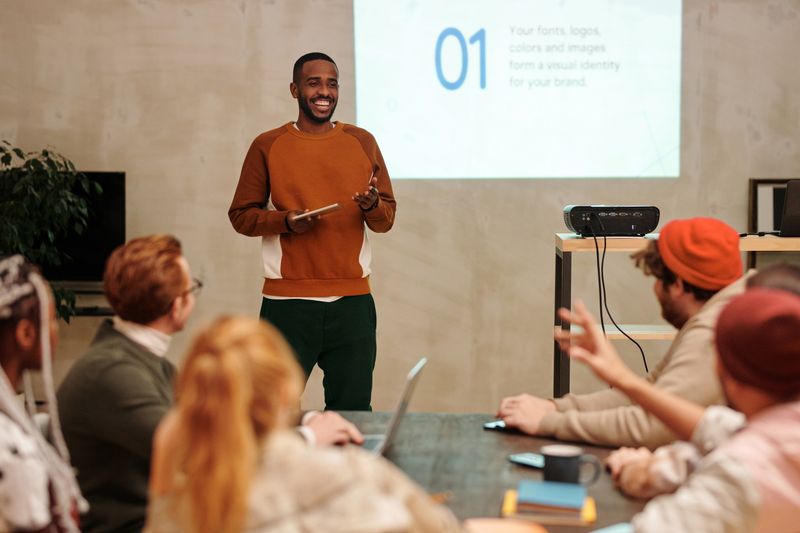 A facilitator leading a group workshop